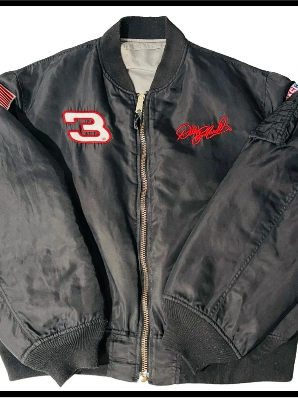 Nascar Black Bomber Jacket with Red Accents